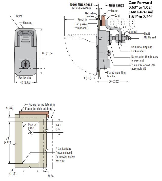 Southco Medium Lift And Tun Flush Compession Latch - 62-42