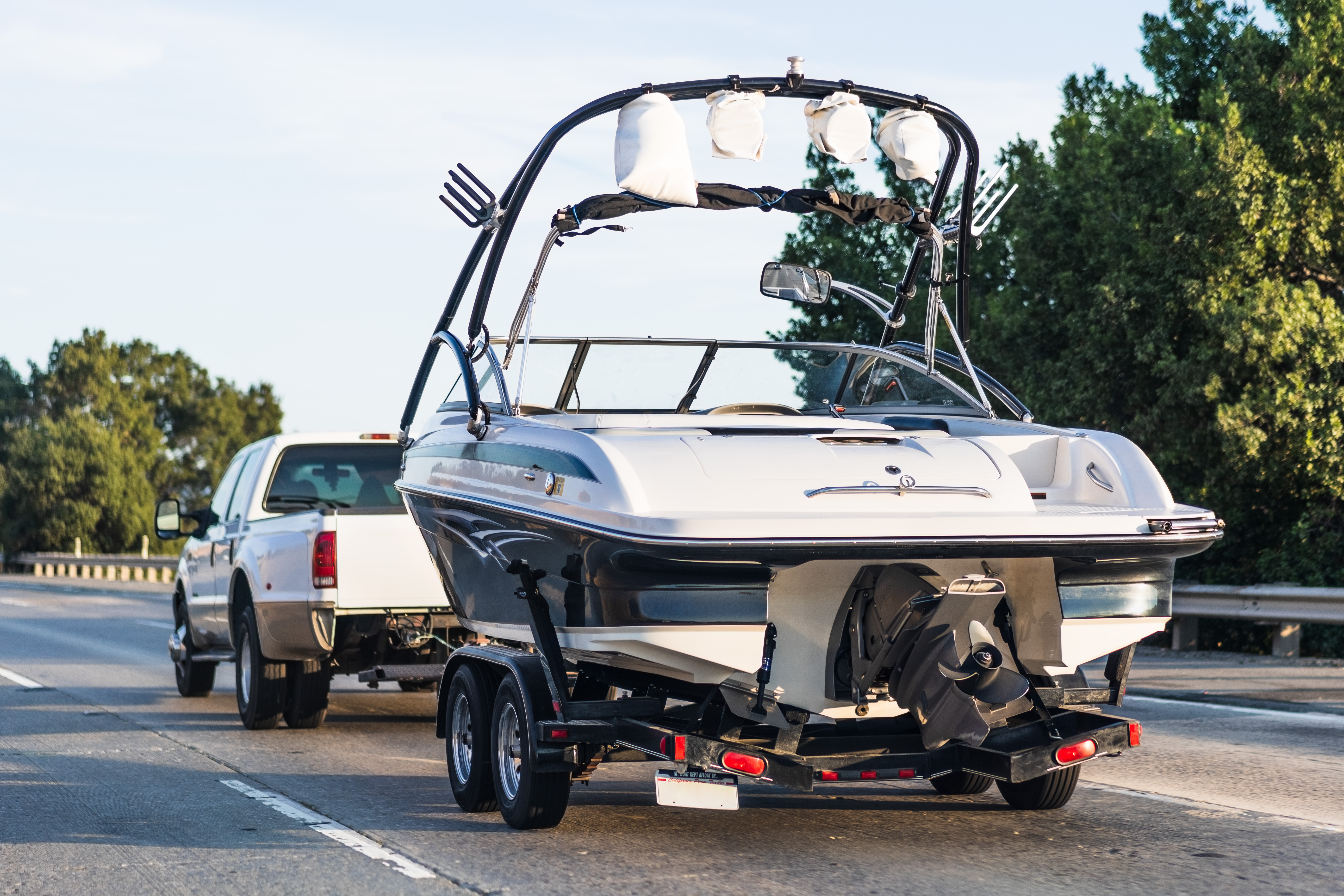 Trailer and Truck Hauling Boat