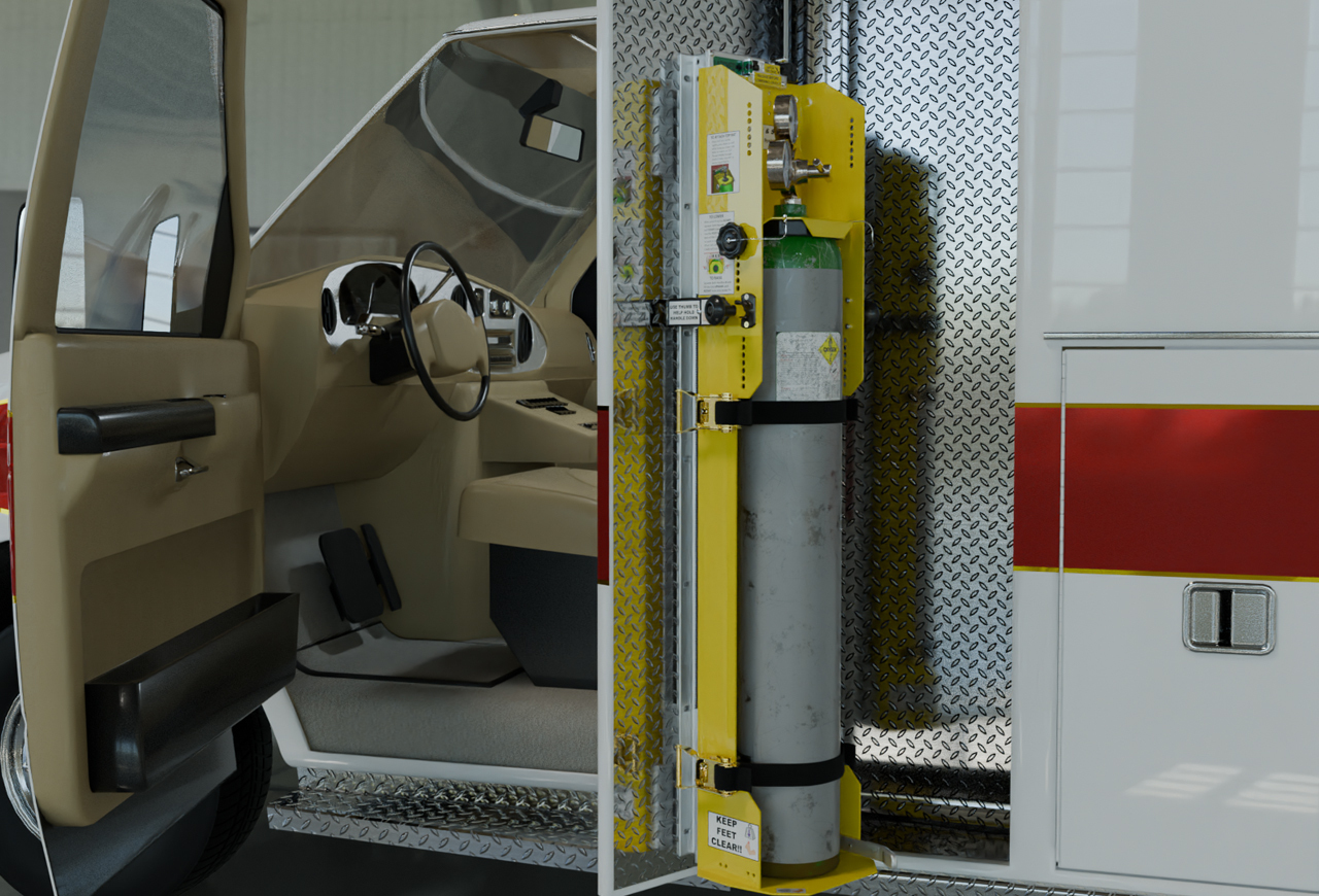 LifeDefender&trade; Lift N' Stow&trade; Oxygen Bottle Counterbalance System